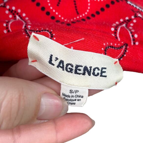 L'Agence Jacqueline Red Bandana Paisley Print Button Down Shirt SZ S - Picture 8 of 11